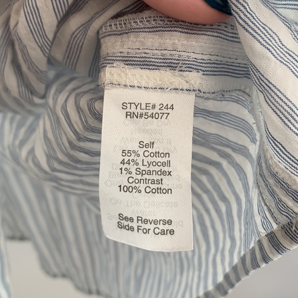Cabi Pucker Blue and White Striped Shirt Dress - Picture 8 of 8